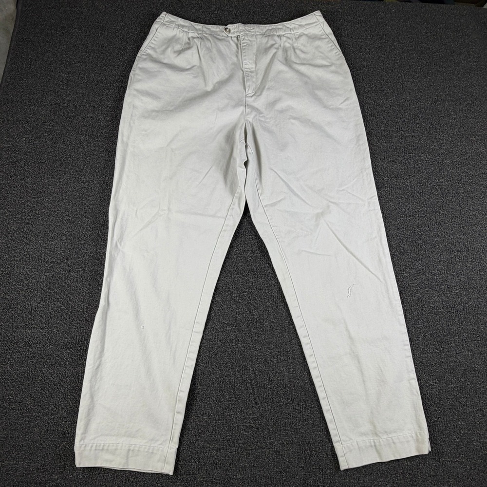 St. John's Bay Pants Womens 18 (34x29) Straight Leg Khaki Cotton Pleated EUC